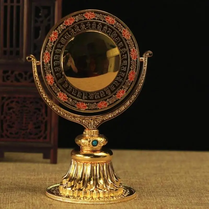 Brass Enamel Cundi Mirror Statue Nepal Craft Tibetan Buddhism Tantric Ritual Altar Supply Auspicious Religious Ornament