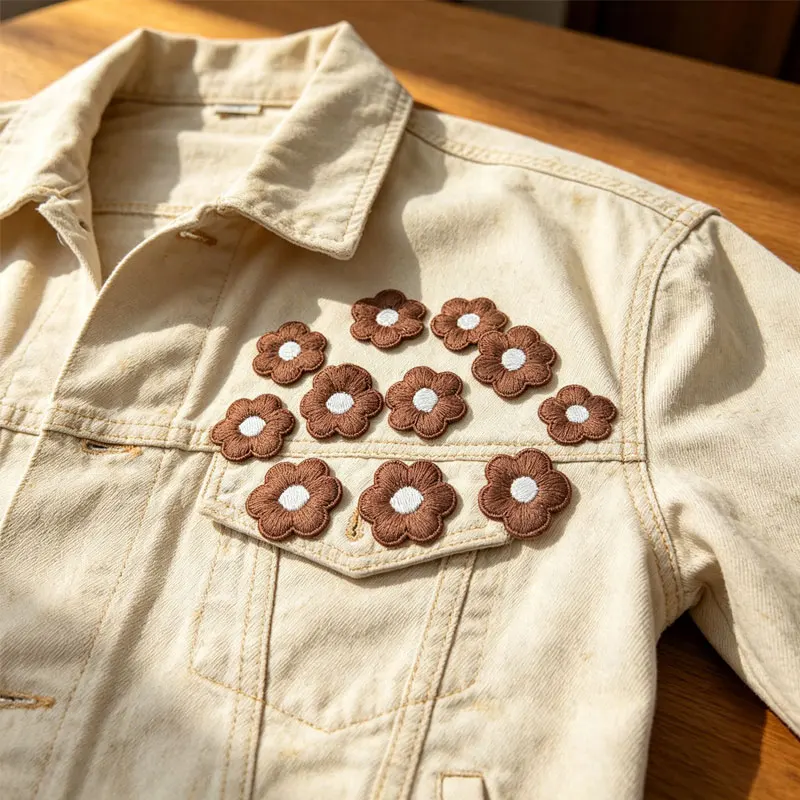 20 Stück Modische Sechsblüten-Blumen-Stickapplikationen für Kleidung, Haarspangen, Taschen und Hutdekorationen – Detail 7