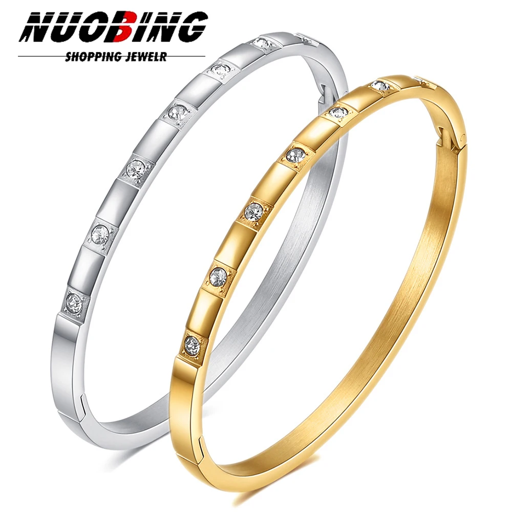 

Браслет из нержавеющей стали для женщин, роскошное ювелирное изделие, круглый циркон, женские хрустальные браслеты, украшение для вечеринок и на каждый день, не тускнеет