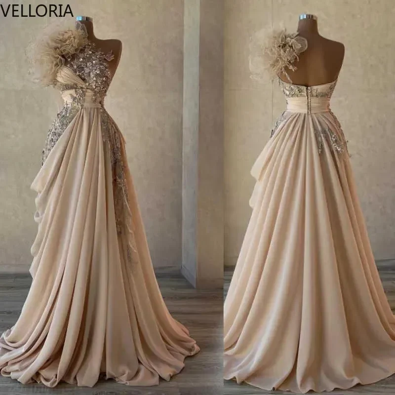 

Gorgeous Sequins Prom Gowns One Shoulder Sleeveless Mermaid Evening Dresses Appliques Beadeds Birthday Party Dress Customized