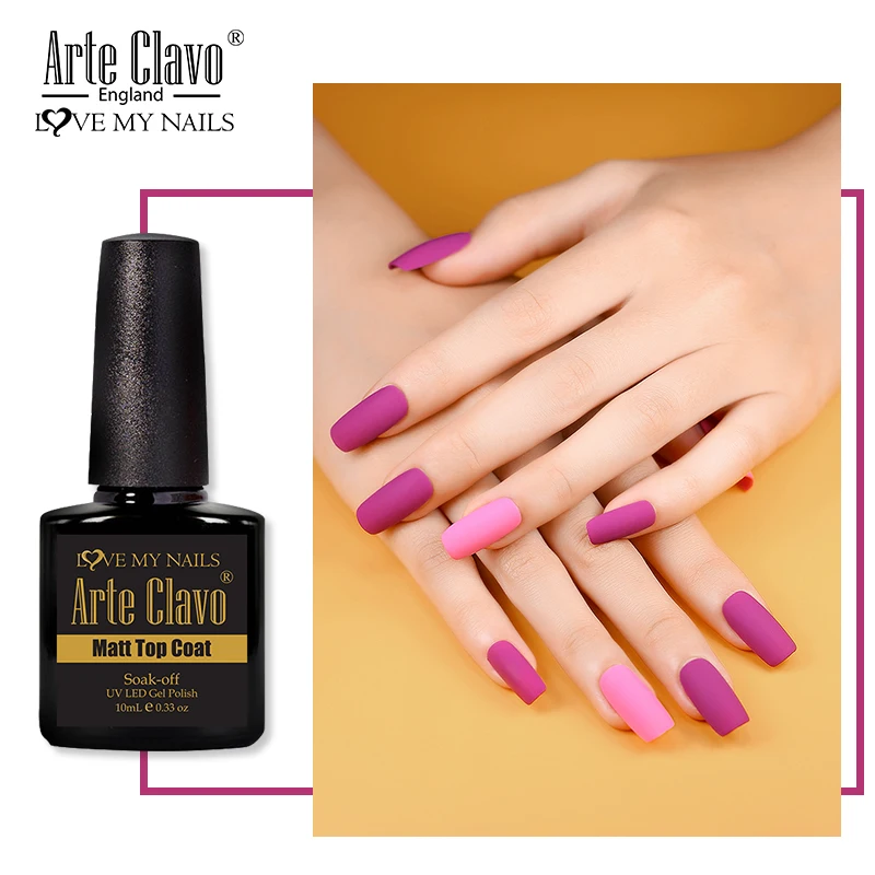 Arte Clavo Velluto opaco Top Coat Gel UV Soak Off 10ml Vernice Fiore Gel Nail Art Vetro temperato Gel per unghie Tutto per manicure Unghie