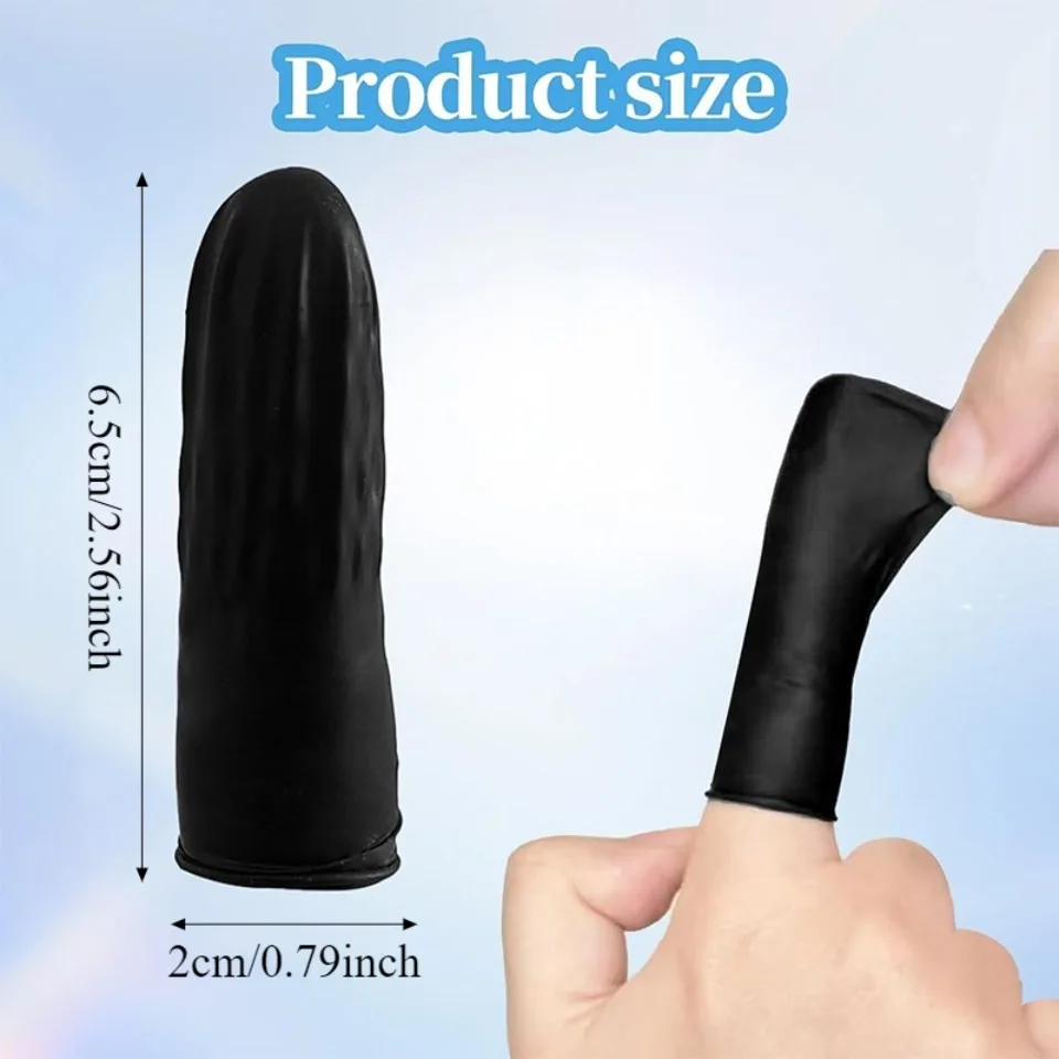100/200PCS Black Disposable Finger Cots Finger Gloves Fingertip Covers Cleaning Finger Sleeves Household Daily Use Supplies