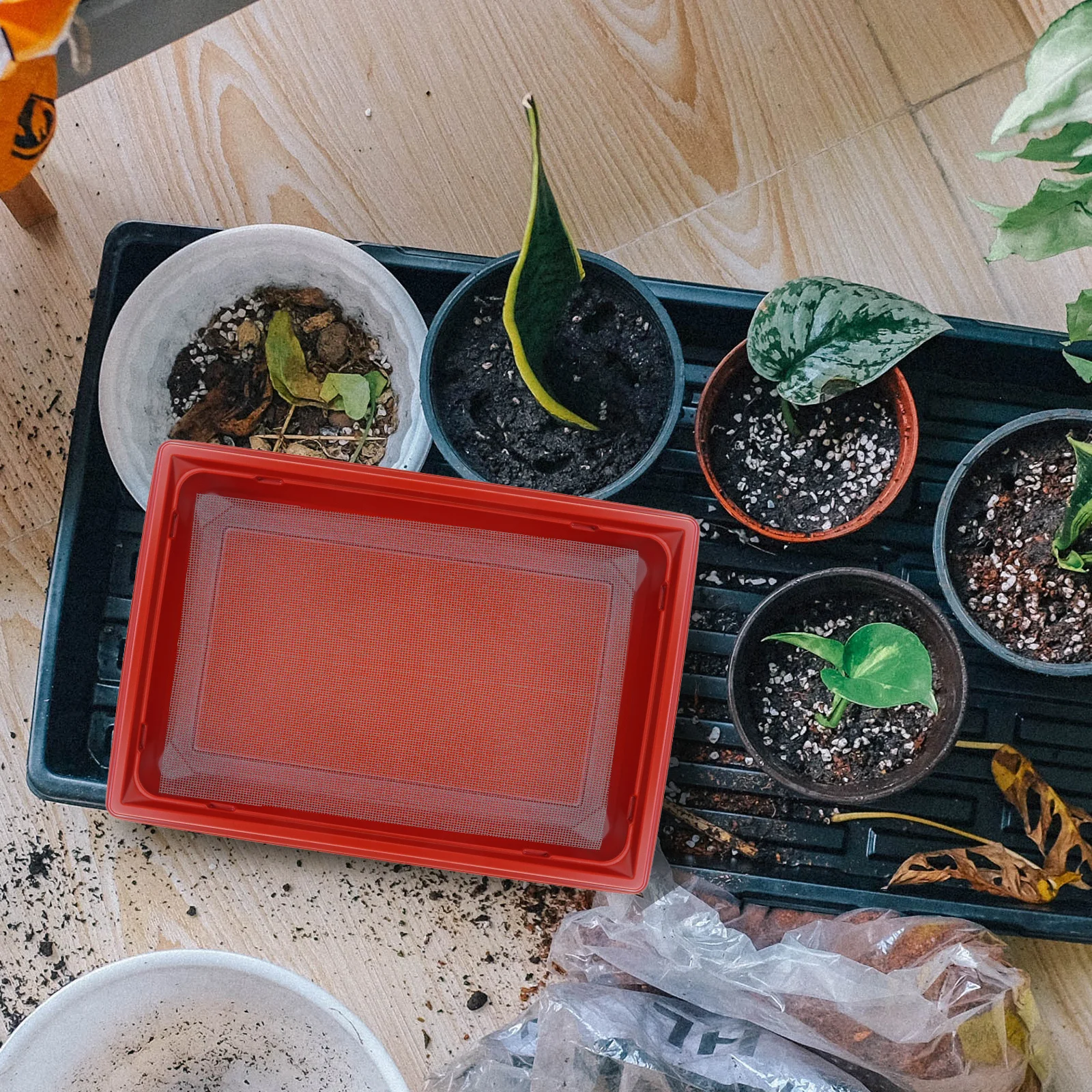 

5pcs Flower Pot Mesh Pads Cuttable Bonsai Drainage Grid Garden Mesh Pad For Plant Pot Bottom Netting Soil Leakage Prevention