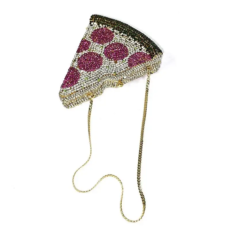 NEW drop women purse funny luxury Crystal bag pizza chic Clutches