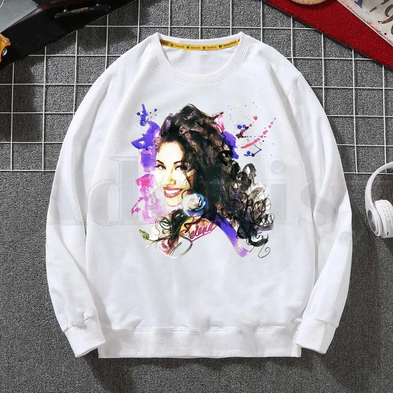 Vintage 90s Inspired Selena Quintanilla Trendy Hoodies Sweatshirt Print Trend Mens Clothes Hip-Hop Male Crewneck Hoodies Men