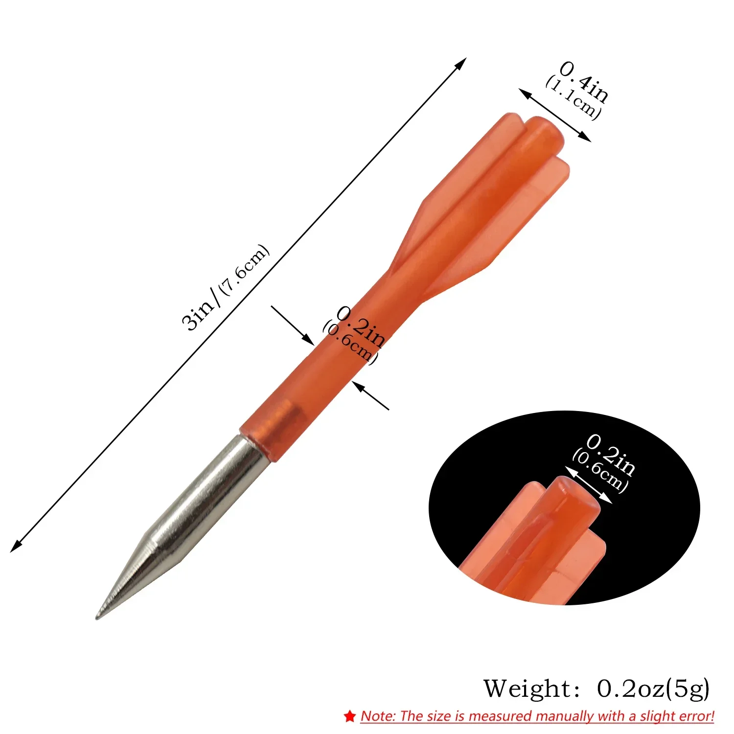 20PCS Red 7.6cm Metal Head Dart Arrow 6mm Diameter 3 Fins for Precision Outdoor Shooting Hunting
