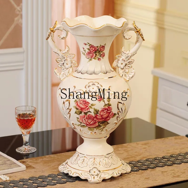 

PYH Chinese ceramic vase binaural high-end luxury living room entrance ornament TV cabinet home decoration characters