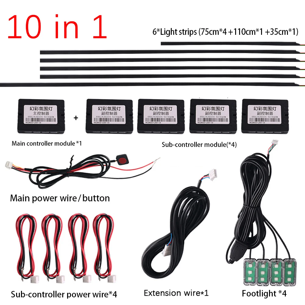 14 in 1 18 in 1 64 Color RGB Symphony Car Atmosphere Interior LED Acrylic Guide Fiber Optic Universal Decoration Ambient Lights image 3