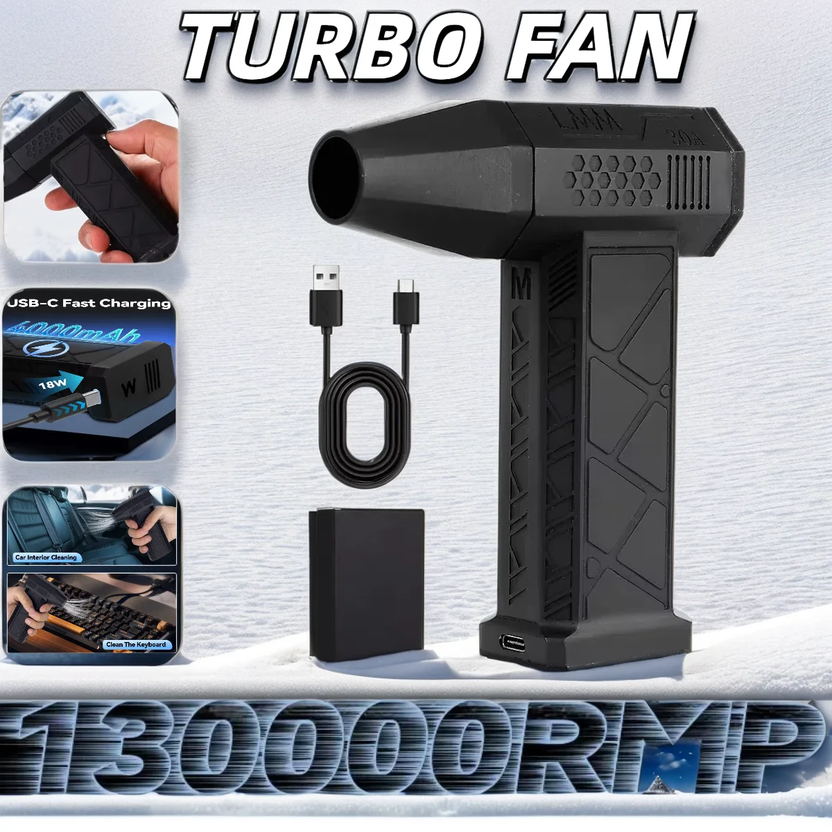 New Mini Turbo Jet Fan Series 40000mAh/8000mAh Wireless Outdoor Super Power Air Blower For Car Cleaning, Starting a Fire Tool