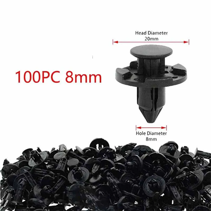 10/20/50/100PC Clip 8mm Fasteners Rivets Clips Bumper Door Panel Fender Liner Clips Retainer for Mitsubishi Honda Nissan