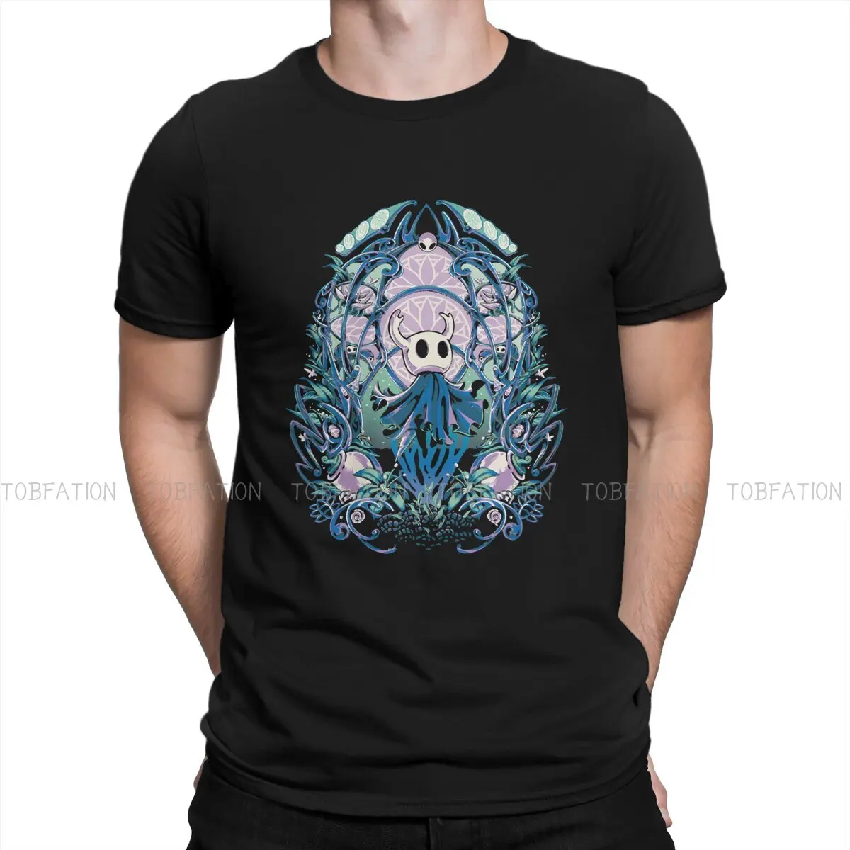

Футболка из чистого хлопка Hollow Knight Game, классическая футболка с призраком, мужская футболка большого размера, модная забавная рубашка, забавная футболка для мужчин