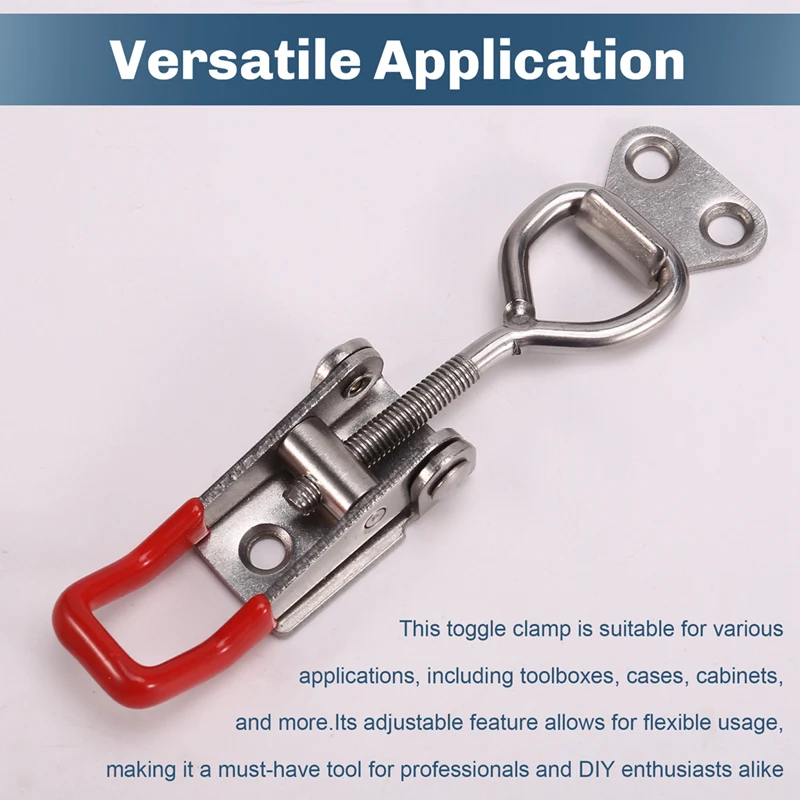 조정 가능한 도구 상자 케이스 금속 토글 래치 캐치 걸쇠 퀵릴리즈 클램프, 미끄럼 방지 푸시 풀 토글 클램프 도구, 4 개