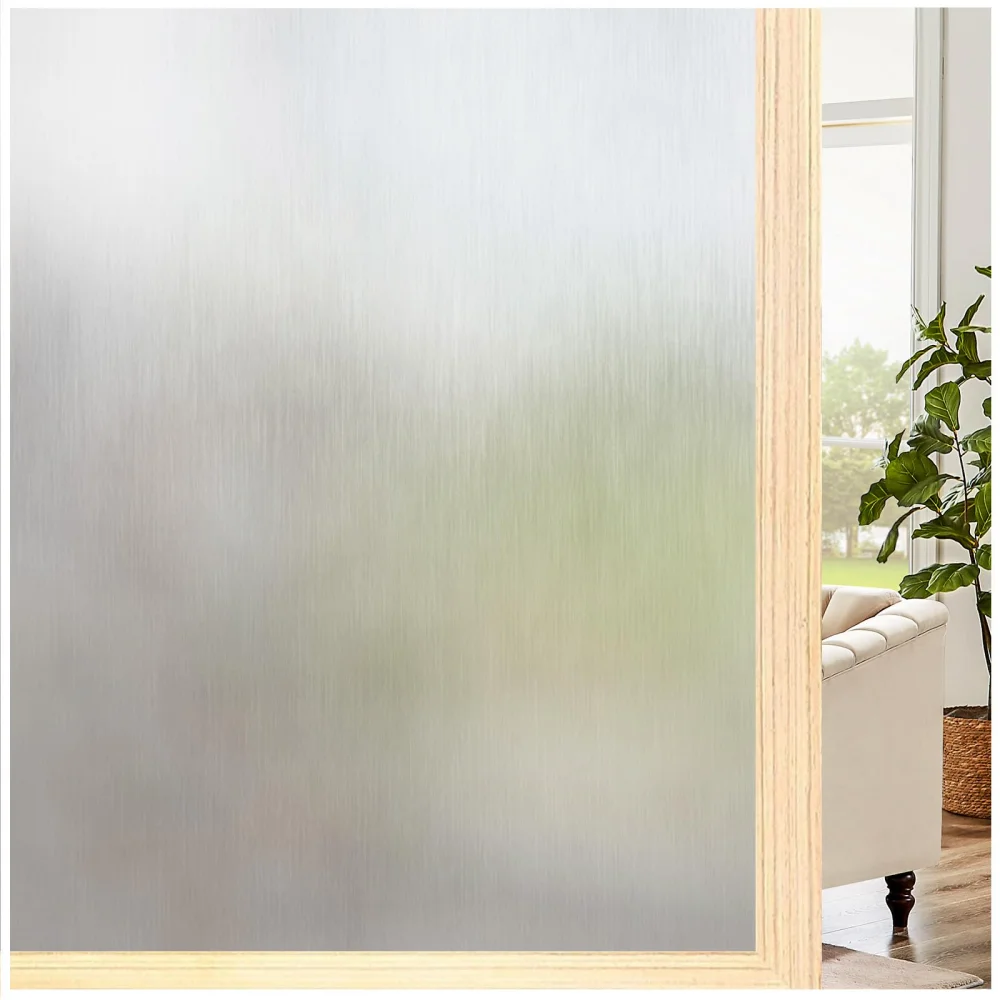 FANCY FIX Privacy Window Film Static Attraction Brushed Texture Translucent Decorative Window Film UV Protection For Home Office