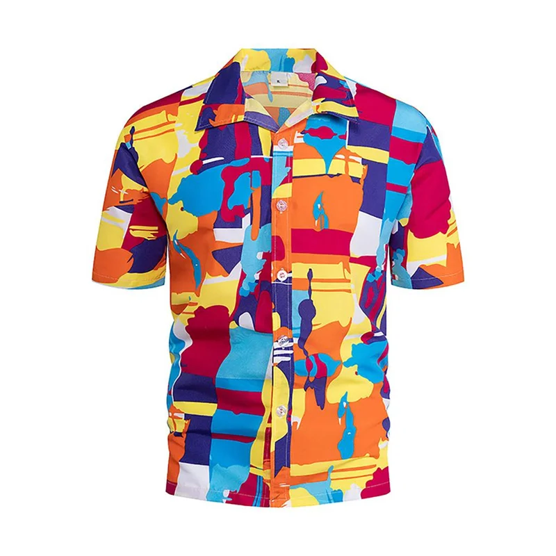 

Popular Mens Floral Hawaiian Shirts Plam Tree 3d Print Short Sleeves Comfortable Tops Button Down Beach Shirts Streetwear