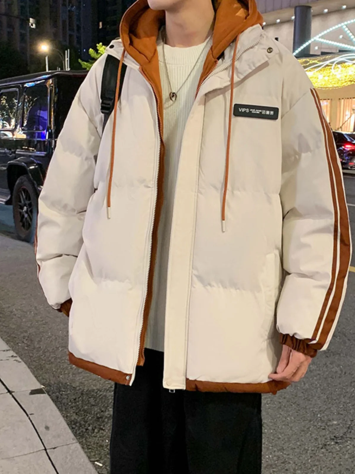 

Хлопковая куртка на пуху Thiened для мужчин с капюшоном, молодежное модное брендовое зимнее пальто, теплое повседневное свободное украшение на молнии