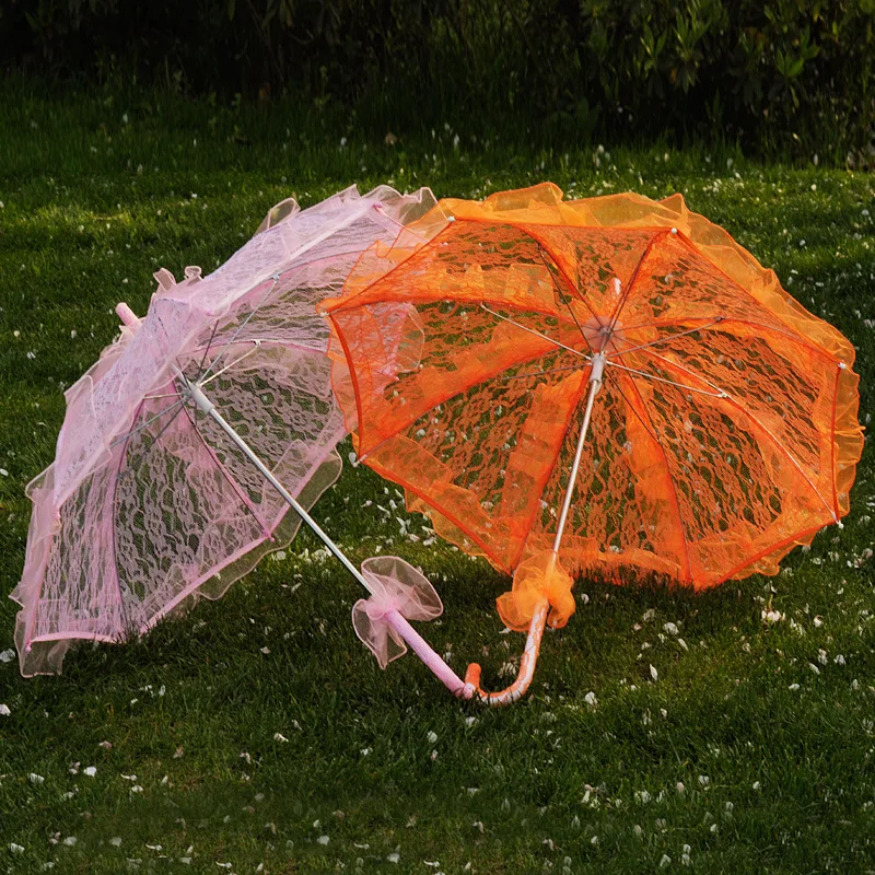 50/60CM Wooden Handle Lace Craft Umbrella Celebrity Black Lace Umbrella Parasol Wedding Photography Bride Umbrella Decor