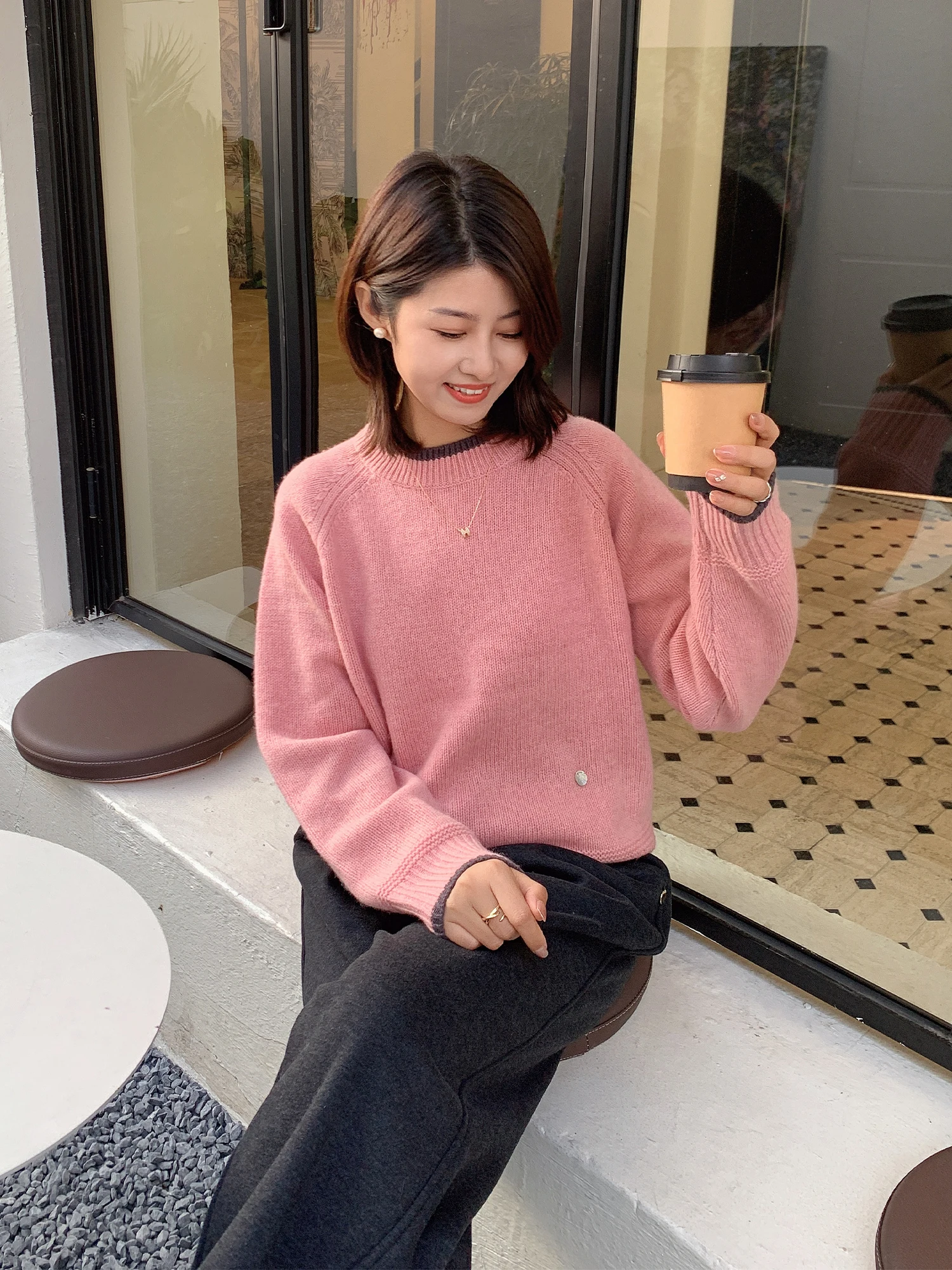 

Zillal Comfortable Wool Knitwear Women's round Ne oulder Sve Insert Soft Cozy Woolen Sweater Commute Sle Winter 2024