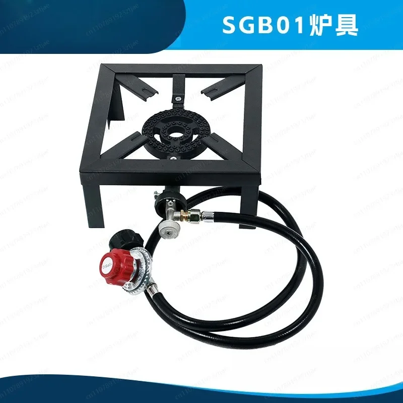 Portable Cast Iron Propane Gas Stove, High Output Outdoor Cooker with Stand for Camping Backyard Grilling