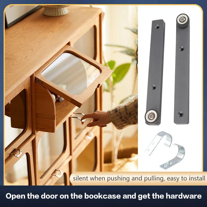 

Bookcase Door Flip-up Folding Hidden Door Slide Rail Cabinet Track Top-mounted Revolving Door Hidden Rail Hardware Accessories