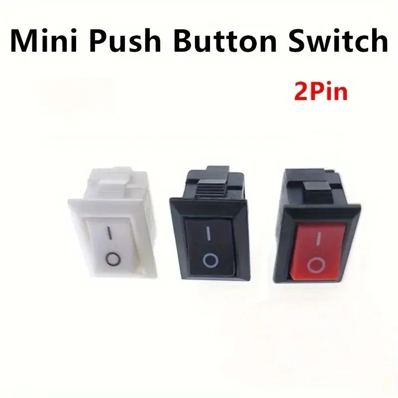 15 Stück Mini-Wippschalter SPST Schwarz und Rot Einrastbare Schalter AC 250V 3A / 125V 6A 2-polig I/O 10*15mm Ein-Aus-Schalter Wippschalter – Detail 1