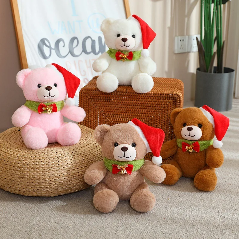 Cartoon Weihnachten Teddybär Puppe Plüsch Spielzeug Nette Lebensechte Plüsch Stofftier Bär Puppe Zimmer Dekoration Kinder Weihnachten Geschenk