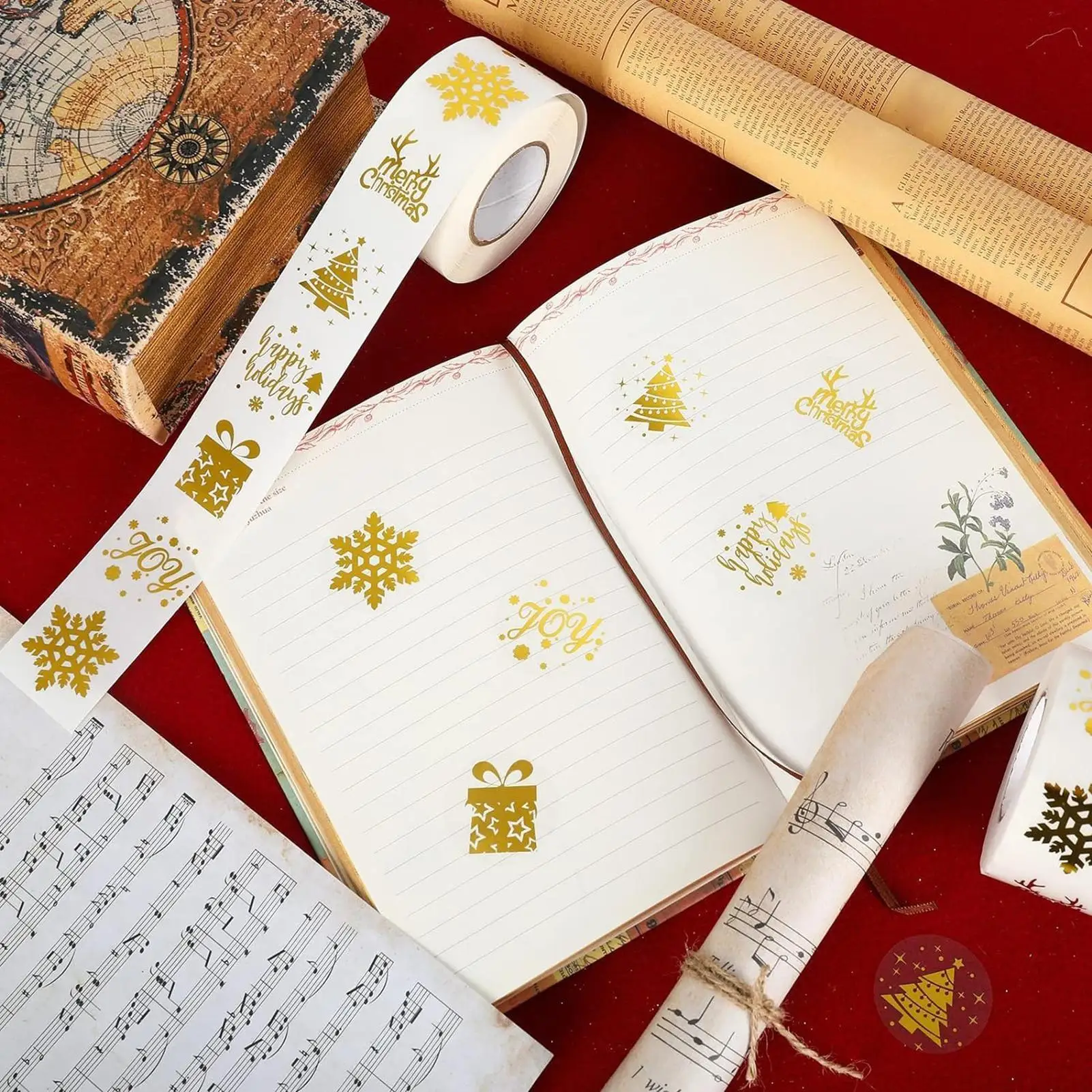500Pcs Gold Snowflake Christmas Stickers Candy Bag Envelopes Sealing Label Christmas Gifts Box Decorations Sticker
