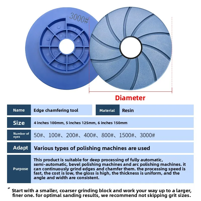 4-6 inch diamond snail buckle edge grinding chamfer resin stone abrasive tool marble quartz rock slab grinding tool.