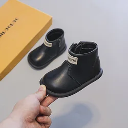 Martin-Botas de charol con patrón de serpiente para niños y niñas, botines cortos a la moda, invierno, 2024