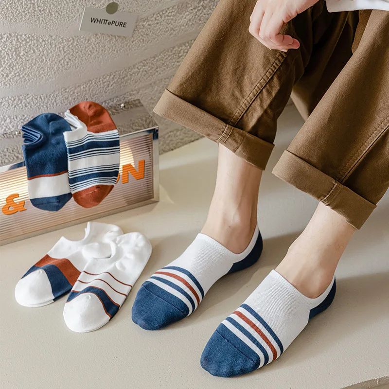 

Socks Men's Light Mouth Socks Striped Low-top Cotton Stockings Moisture Wicking Low Cut Stockings Simple Versatile Daily Leisure