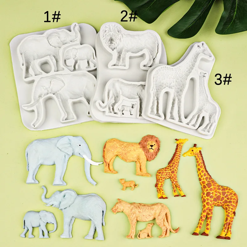 Lion Giraffe Elephant Silicone Mold Fondant Chocolate Cake Decoration Baking Mould B372