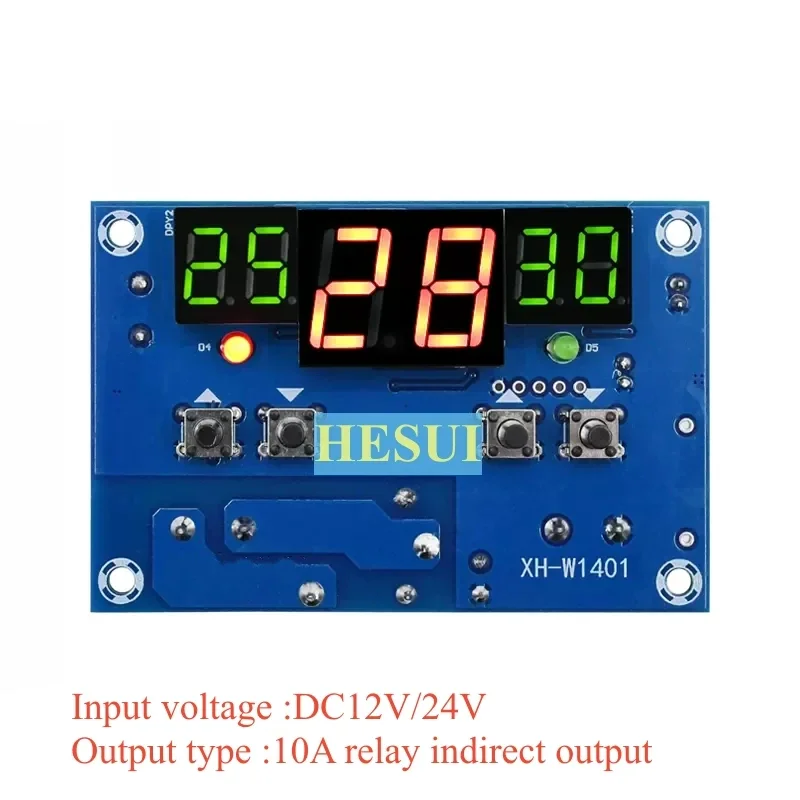 XH-W1401 Intelligent digital display temperature controller module Upper & lower limit setting 3 LED screen Synchronous display