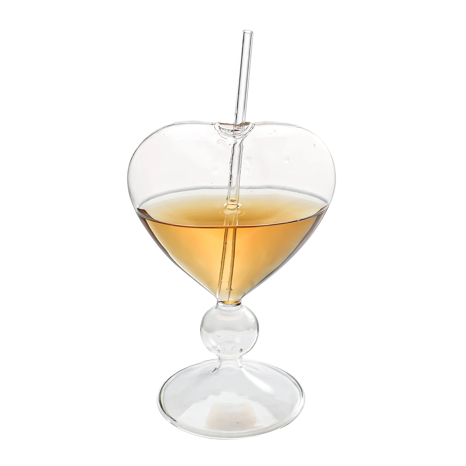 

Heart-shaped cocktail cup, heart-shaped coffee cup, juice milk tea cup, cocktail cup, beverage utensils, 240ml with straw