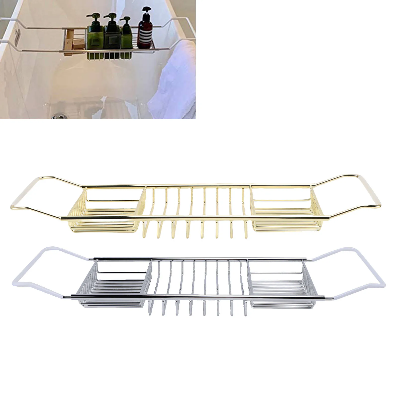 

Bathtub Tray Stainless Steel Expandable Shower Tub Tray for Luxury Bath Bathroom Accessories Expandable Bathtub Tray