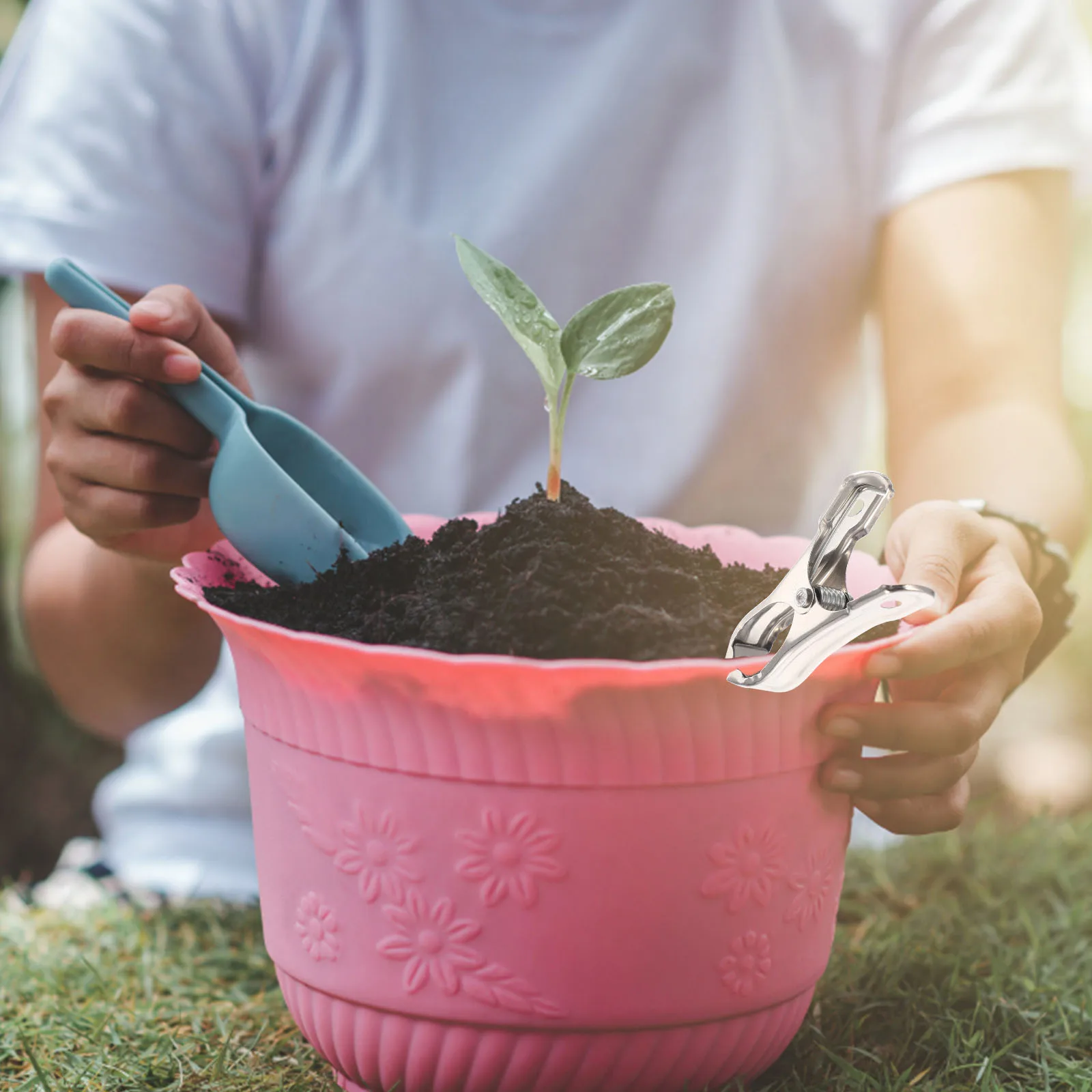 

40pcs Stainless Garden Clips Spring Loaded Greenhouse Photo Clips Clamps Plant Fixing Outdoor Clothespins Food Bag