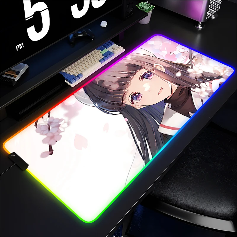 

Mouse Pad Anime Gaming Accessories Mousepad Gamer LED PC Computer Card Captor Sakura Keyboard Pad RGB Desk Mat Varmilo Table Pad