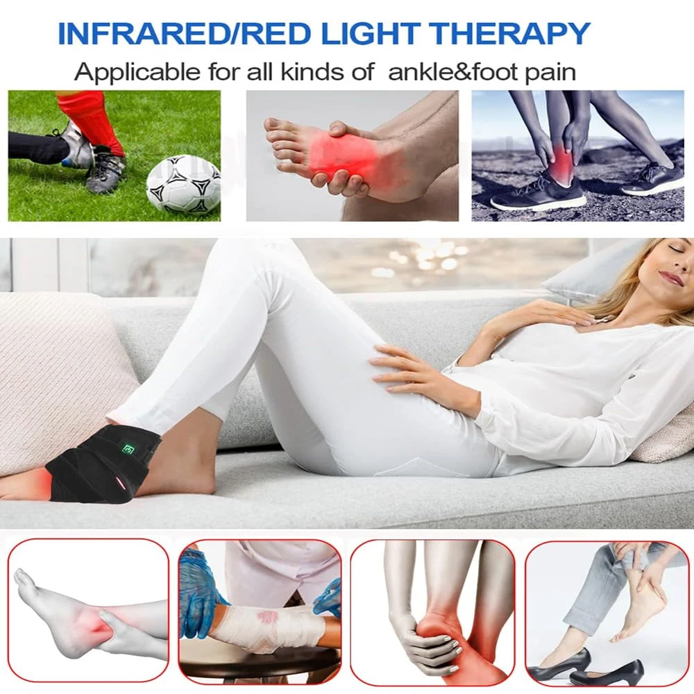 Infrared Red Light Therapy Knee Ankle Device for Joint Pain Therapy 660nm & 850nm Near Infrared Light Pulse Mode Foot Massager