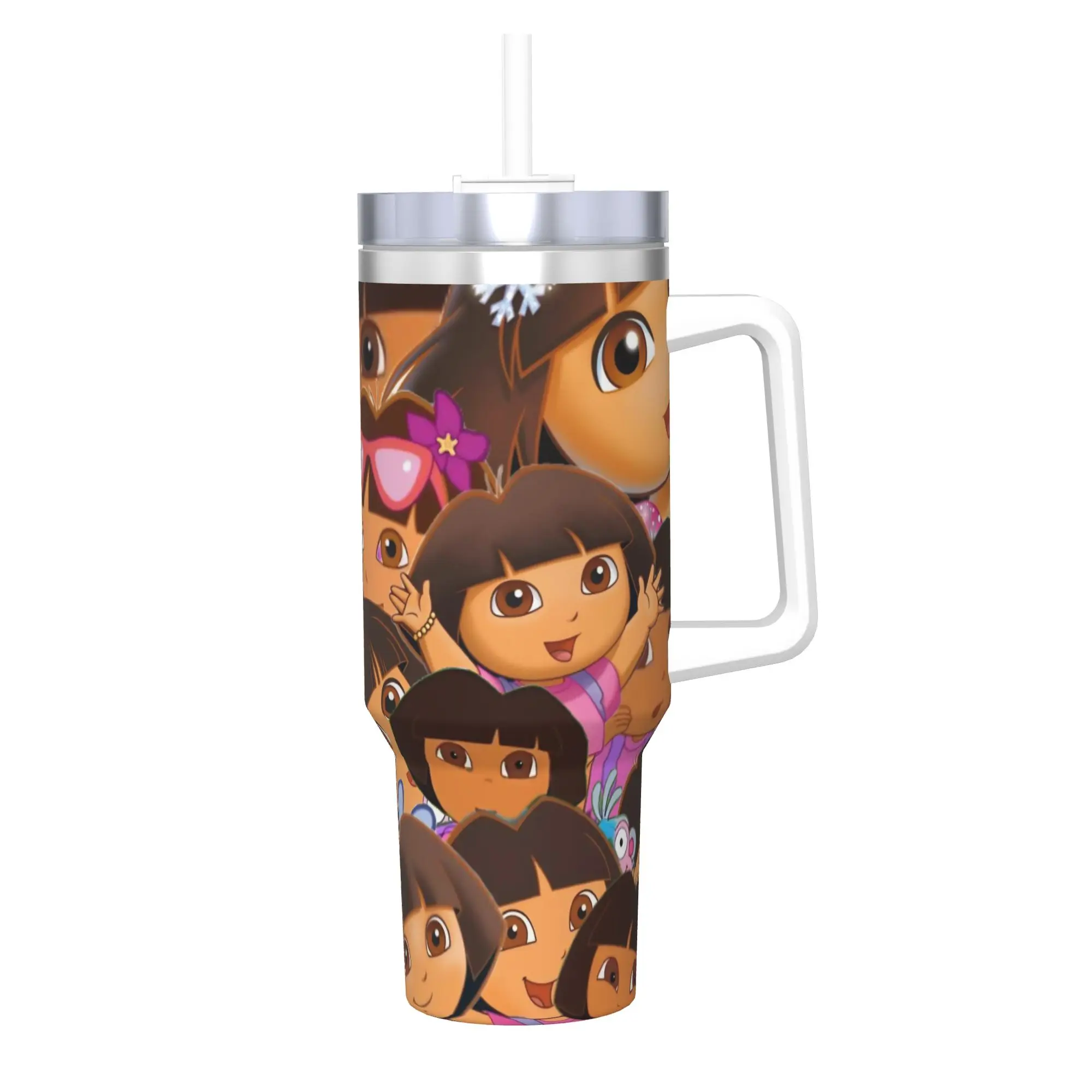 D-Doras The Explorers Tumbler With Straw  Stainless Steel Mug Double Wall Vacuum Insulated for Cold Or Hot 40oz