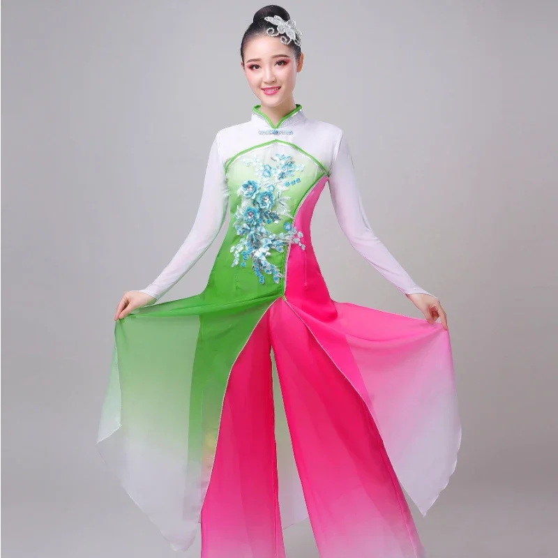 Klassische Tanz Yangko Leistung Kostüm Fan Folk Dance Kostüm Taille Trommel Anzug Chinesischen Stil Hanfu Yangko Bühne Kleidung