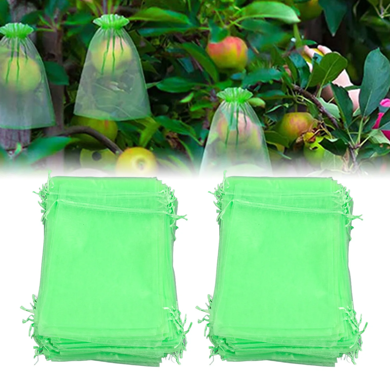100Pcs Breathable Fruit Protection Netting Bag Reusable Garden Mesh Barrier Bag For Plant Apples Peaches Pears Flower Fruit Tree