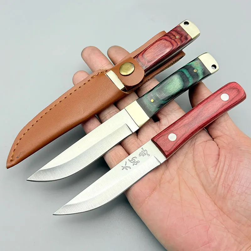 Fixed-Blade Kitchen Knife with a Handle and Sheath, Wooden Handle, Fruit Knife, Kitchen Knife
