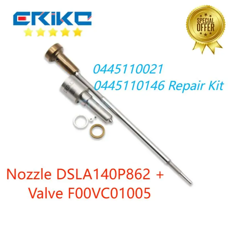 

ERIKC 0445110021 Repair Kits Diesel Injector Nozzle DSLA140P862 Sprayer Control Valve F00VC01005 for 0445110146