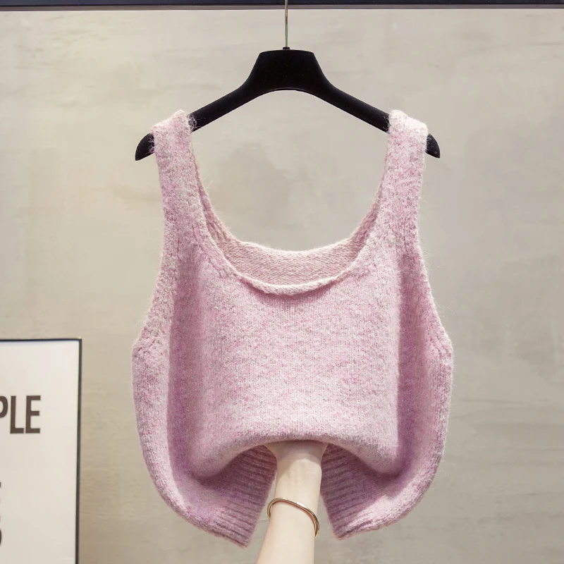 Women's Knitted Loose Fit round Neck Vest Two-Way Wear Spring Autumn Fashion Outerwear Sweater Jacket Comfortable Wool Blend