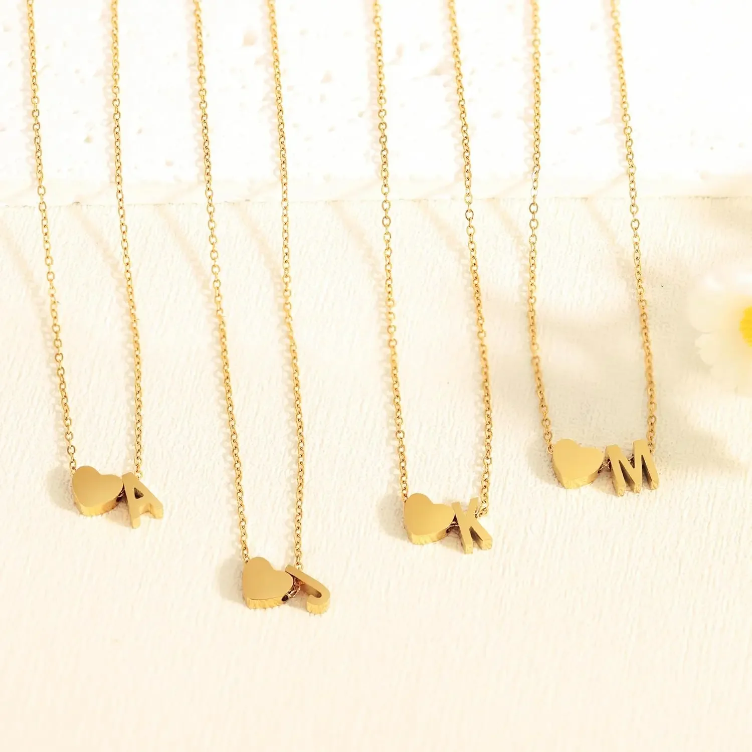 Подарки на День Святого Валентина для детей-подростков — ожерелья с золотым сердечком для женщин и девочек, ожерелье с первоначальным сердечком из 18-каратного золота Daint