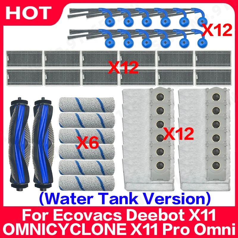 

For Ecovacs Deebot X11 OMNICYCLONE X11 Pro Omni (Water Tank Version) Main Side Brush Hepa Filter Rag Dust Bag Accessories