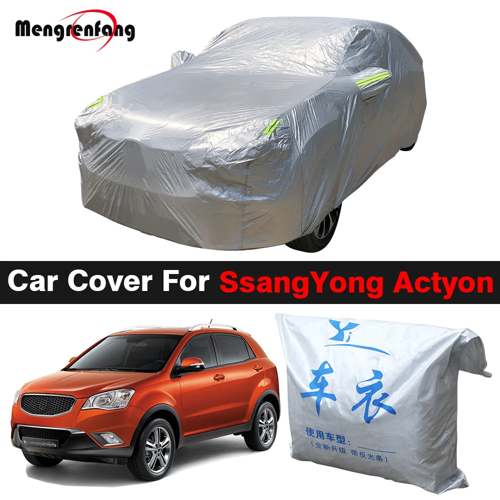 

Full Car Cover SUV Outdoor Anti-UV Sun Shade Rain Snow Dust Protection Cover Windproof For SsangYong Actyon 2005-2023