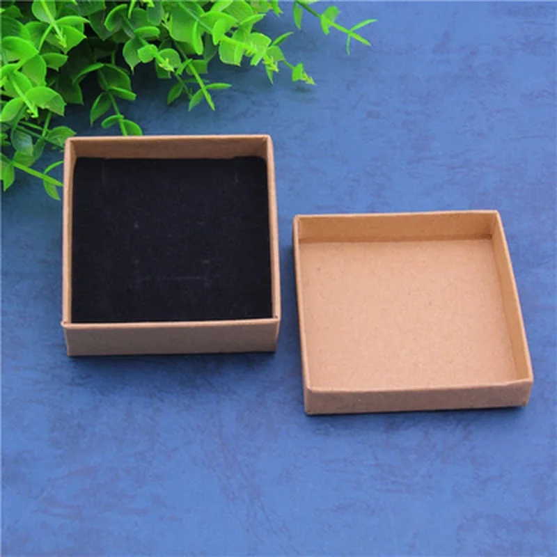 24pcs/lot Kraft Paper Gift box 7cmx7cm Kraft Cardboard Box for Ring Soap Candy Pendant Personalized Packaging Can Custom Logo