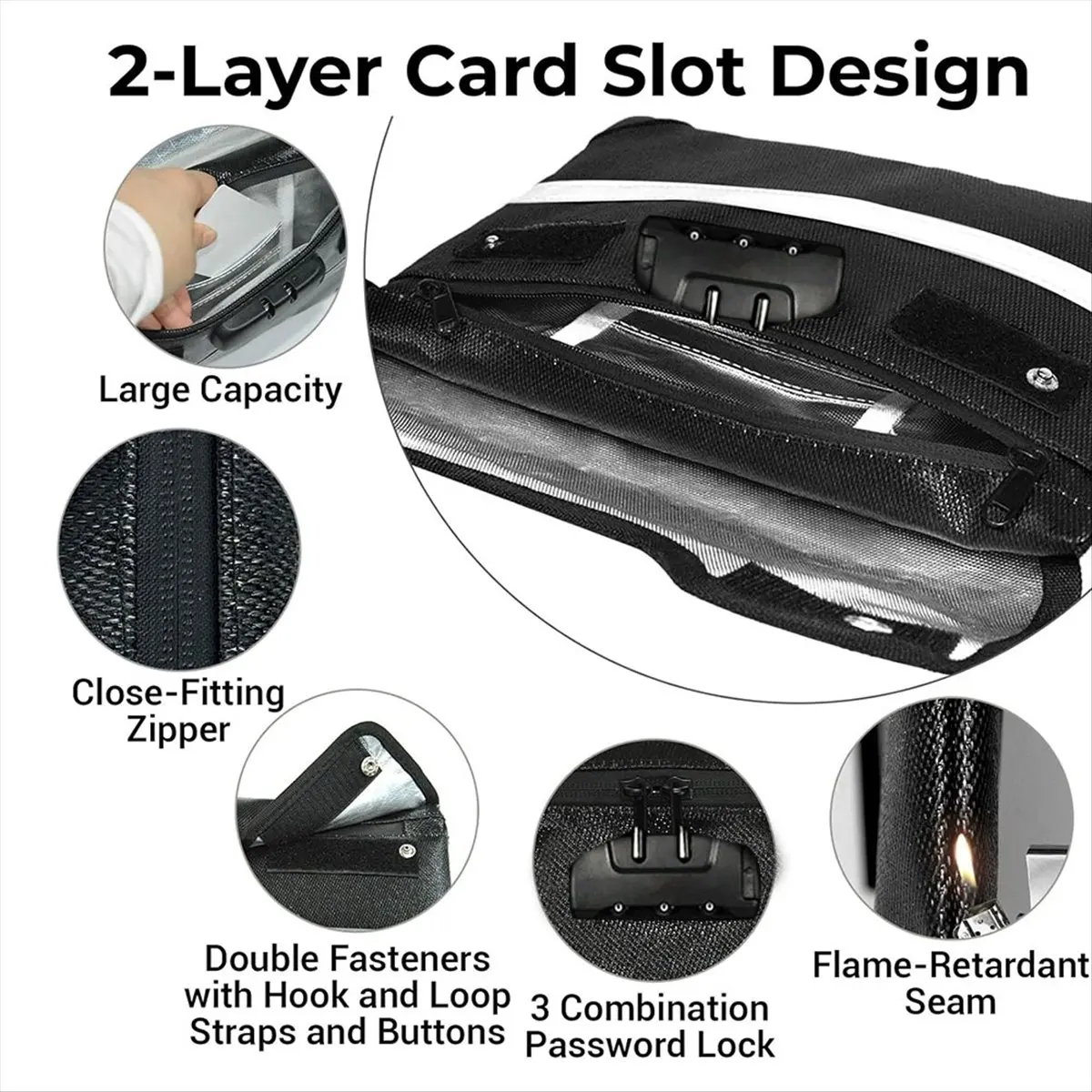 Fireproof Document Bag with Lock,11.4 X 8.3 Inch Fire Proof Bag for Documents with Zipper,Water Envelope