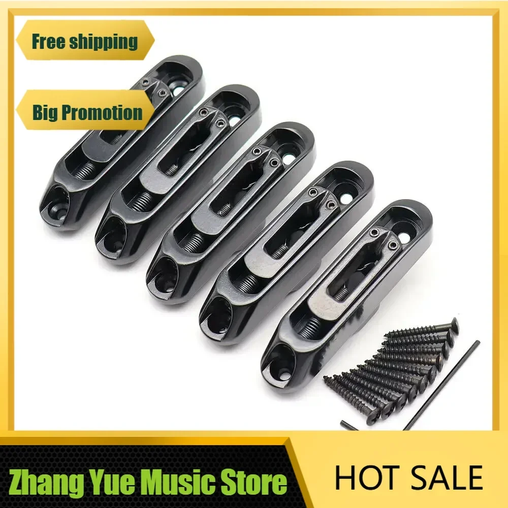 

QX Music Store-5 Pack Heavy Duty Individual Bass Bridge Saddle 5 String Bass Guitar Parts Black
