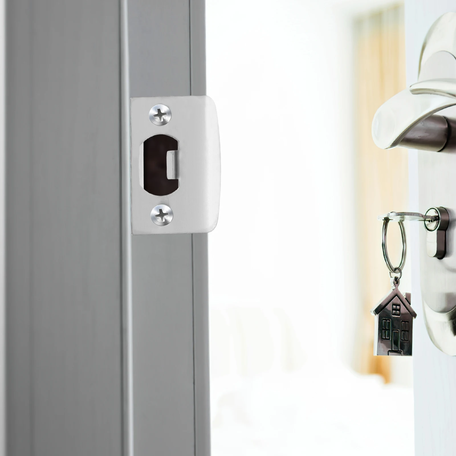 

4pcs Tongue Buckle Stainless Steel Deadbolt Strike Plate Door Reinforcement Cover Privacy Security Hole Filler