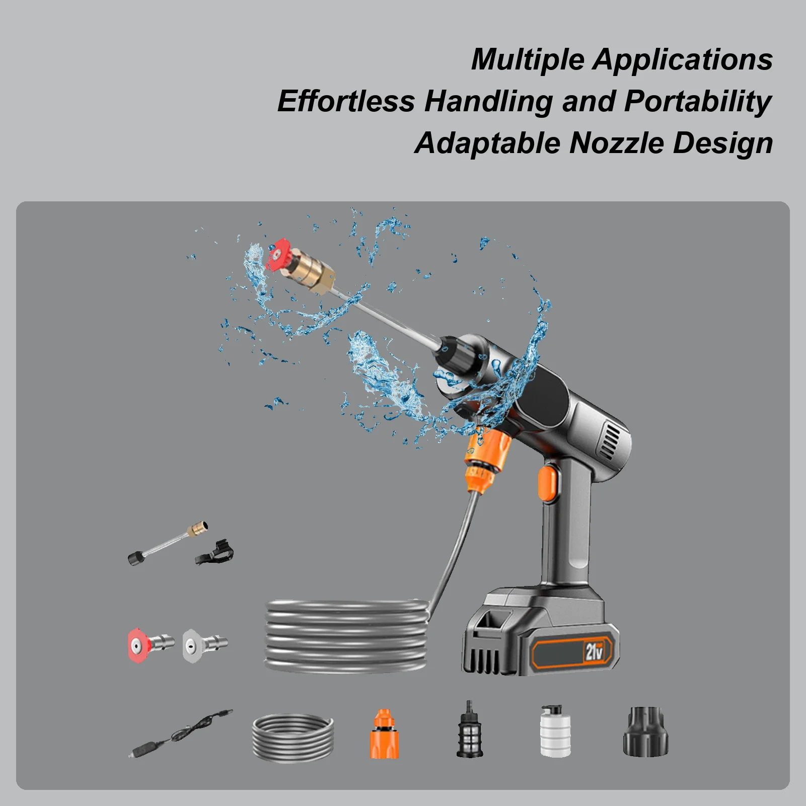 

Pressure Washer Wash Machine 21V Handheld Cordless Portable Pressure Washer With Nozzle For Home Patio Automotive Driveway